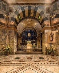 Obraz premium Decorated interior of the Aachen Cathedral in Germany