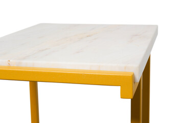 Mugla Gold Marble Top Coffee Table from metal frame. Isolated with clipping path.