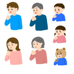 咳をしている人