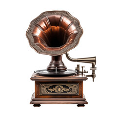 Old antique gramophone isolated transparent, Generative AI
