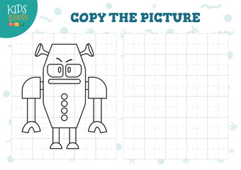 Copy picture vector illustration. Coloring game for preschool and school kids