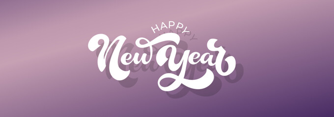 Happy New Year hand lettering calligraphy. Vector holiday illustration element. Typographic element