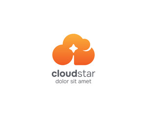Colorful cloud with negative bright star logo