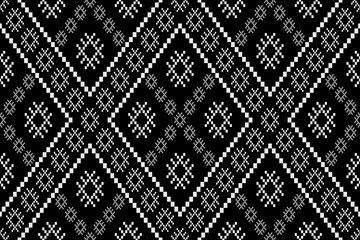 Nature vintages cross stitch traditional ethnic pattern paisley flower Ikat background abstract Aztec African Indonesian Indian seamless pattern for fabric print cloth dress carpet curtains and sarong