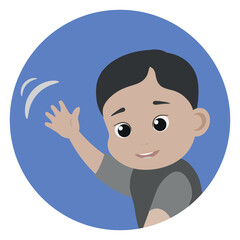 Asian baby boy avatar. Vector flat illustration. Cartoon people design. Suitable for animation, using in web, apps, books, education projects