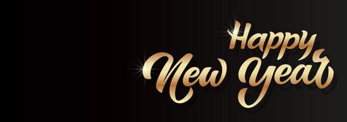 Happy New Year hand lettering calligraphy. Vector holiday illustration element. Typographic element