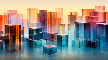 Skyline of glass cubes