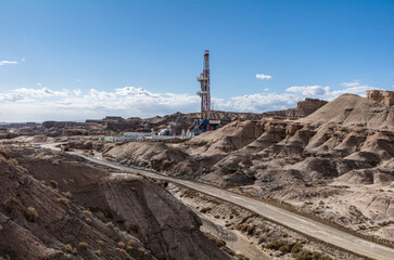 Oil Derricks on the Desert of Xinjiang, China