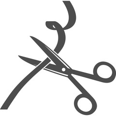 Scissors With Ribbon Silhouette