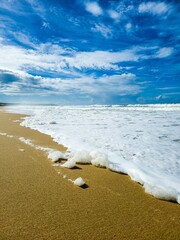 Idyllic beach in Lagoa de Albufeira, Sesimbra, Lisbon, Portugal, with a view of the Atlantic Ocean