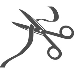 Scissors With Ribbon Silhouette