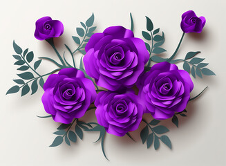 ペーパークラフトの薔薇〜紫色