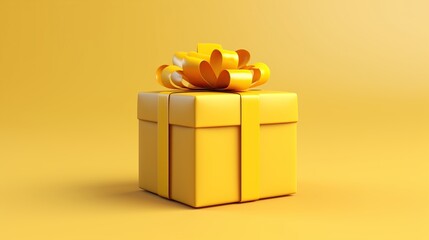 Yellow Gift box decorations with yellow ribbon isolated background. AI generated