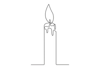 Candle one continuous line drawing vector illustration. Isolated on white background. Premium vector. 