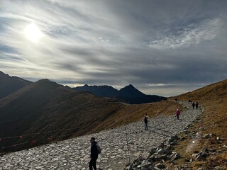 hiking in the mountains