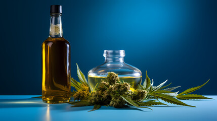 Obraz na płótnie Canvas Edibles-Cannabis infused oil in bottle