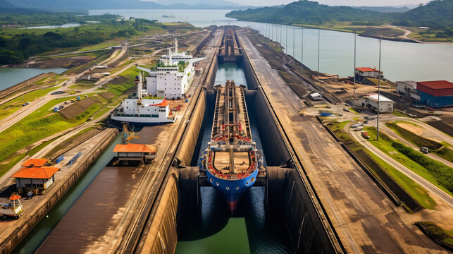 Stunning aerial image of the Miraflores Locks