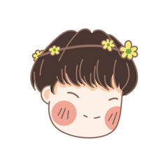 cute little prince baby boy with flower daisy crown