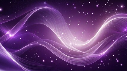 Obraz premium Purple abstract background with glowing lines and sparkles.