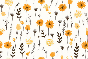 Cute Scandinavian design floral pattern, Generative AI