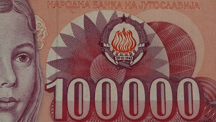 Old money. Yugoslavian money. Old paper money. Josip Broz Tito
