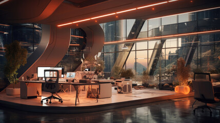Fototapeta premium Revolutionary VR-Enabled Office Space Design