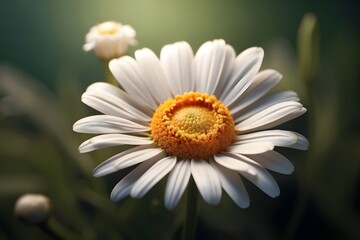 Beautiful white daisy flower on a background of green grass.