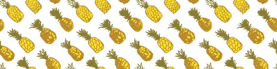PNG pineapples pattern. Ananas transparent background. Pineapple label, organic fruit idea. Ornament for fresh juice packaging design. South America fruits. Tropical plant decoration.