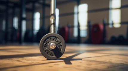 Battle mace against clean gym wall.