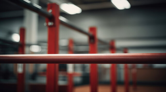 Gymnastics parallel bars in clean gym no people.