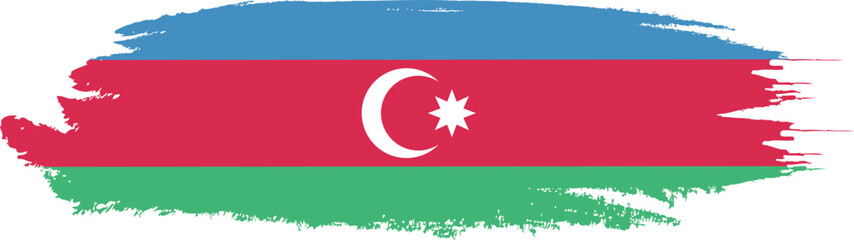Azerbaijan flag on brush paint stroke.