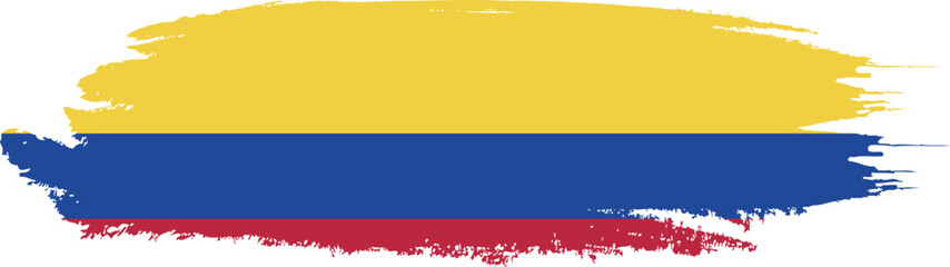 Colombia flag on brush paint stroke.
