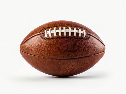 A American football on a white background, in the style of low-angle shots