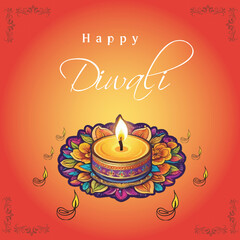 diwali festival background with candles template poster