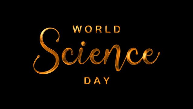 World Science Day Text Animation on Gold Color. Great for Science Day Celebrations, for banner, social media feed wallpaper stories