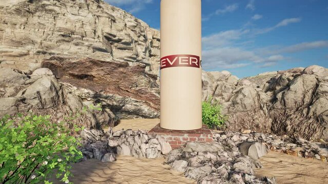 Modellazione 3D e video di un cilindro rotante con NEVER GIVE UP