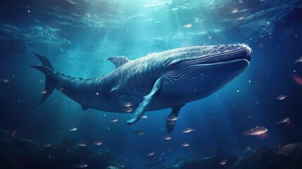 Fototapeta premium A large whale is swimming in the ocean