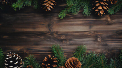 christmas landscape wooden background, decoration, copy space, xmas celebration background