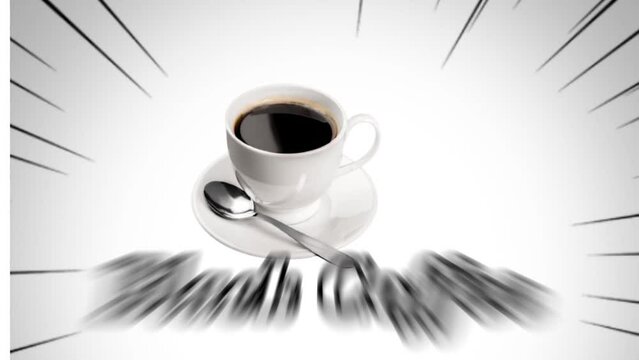 Animated 3D images for black coffee cafes to sell coffee