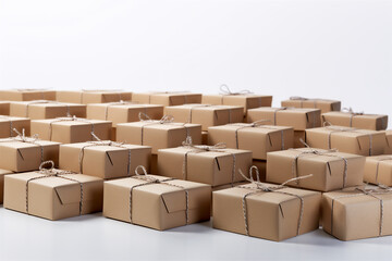 Fototapeta premium packaging boxes, gift boxes with kraft paper,