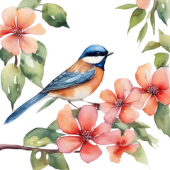 Watercolor paintings of colorful birds.  