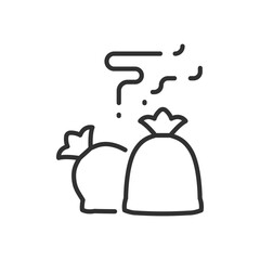 Trash bags stink, linear icon. Line with editable stroke