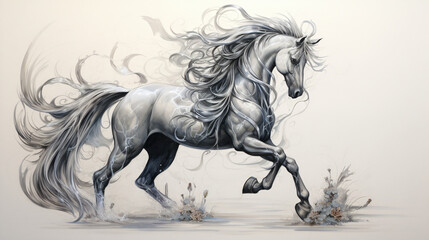 Obraz na płótnie Canvas Unicorn horse sketch