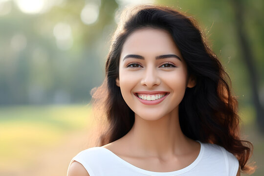 A closeup image of a girl smiling