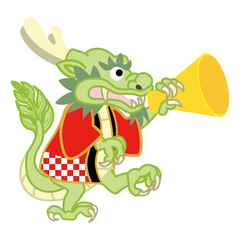 呼び込みをする店員風の龍　辰年　初売り　販促素材　右向き