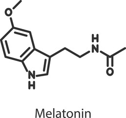 Melatonin hormone. Line with editable stroke