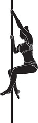 Pole Dance Artistry: Vector Illustration of Pole Girl Dancer, Dynamic Pole Sport: Silhouette Set of Pole Dancer Poses in Vector