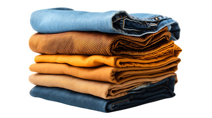 Stack of Folded Jeans on Transparent Background Isolated on Transparent or White Background, PNG