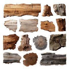 Detailed Tree Bark Varieties on White Transparent Background Isolated on Transparent or White Background, PNG