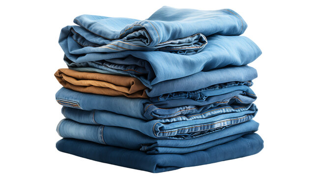 Stacked Jeans on Transparent Background Isolated on Transparent or White Background, PNG